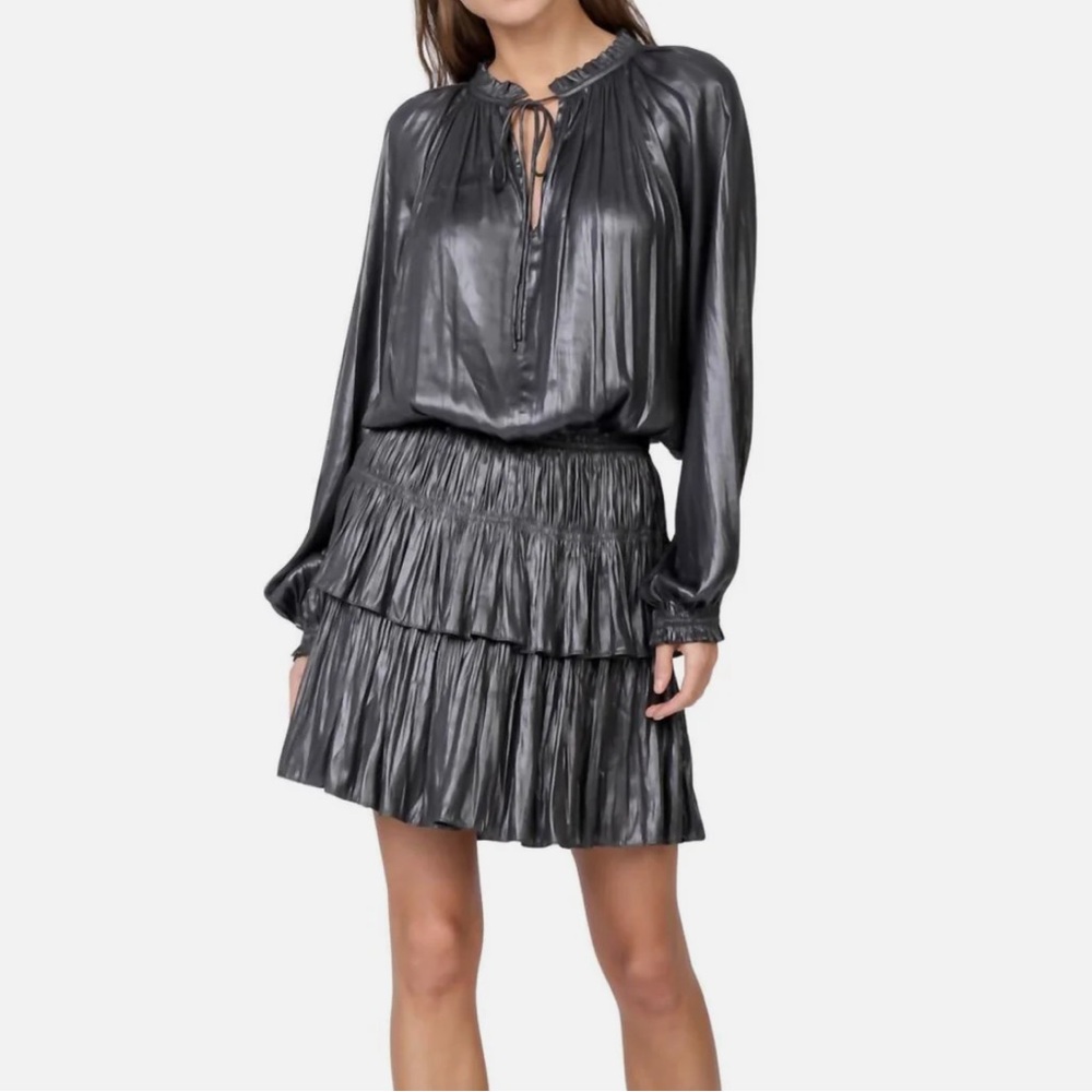CURRENT AIR Metallic Drop Waist Dress In Grey.